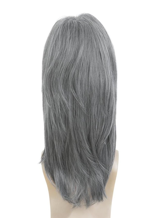 Swiking Mens Grey Mullet Wig Long Gray Mixed White Layered Wig Synthetic Hair Replacement Wig for Halloween Day Use - Image 5